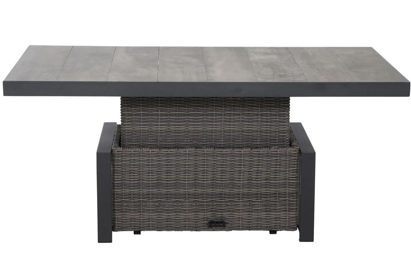SIENA GARDEN Corido Lifttisch, charcoal, Alu/Gardino®-Geflecht, 160 x 90 cm, höhenverstellbar