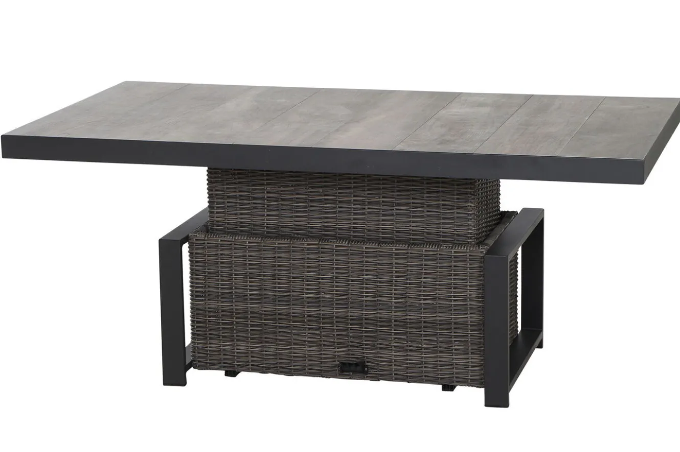 SIENA GARDEN Corido Lifttisch, charcoal, Alu/Gardino®-Geflecht, 160 x 90 cm, höhenverstellbar