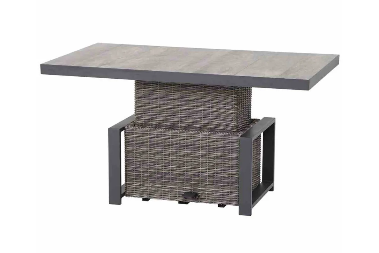 SIENA GARDEN Corido Lifttisch, charcoal, Alu/Gardino®-Geflecht, 130 x 75 cm, höhenverstellbar