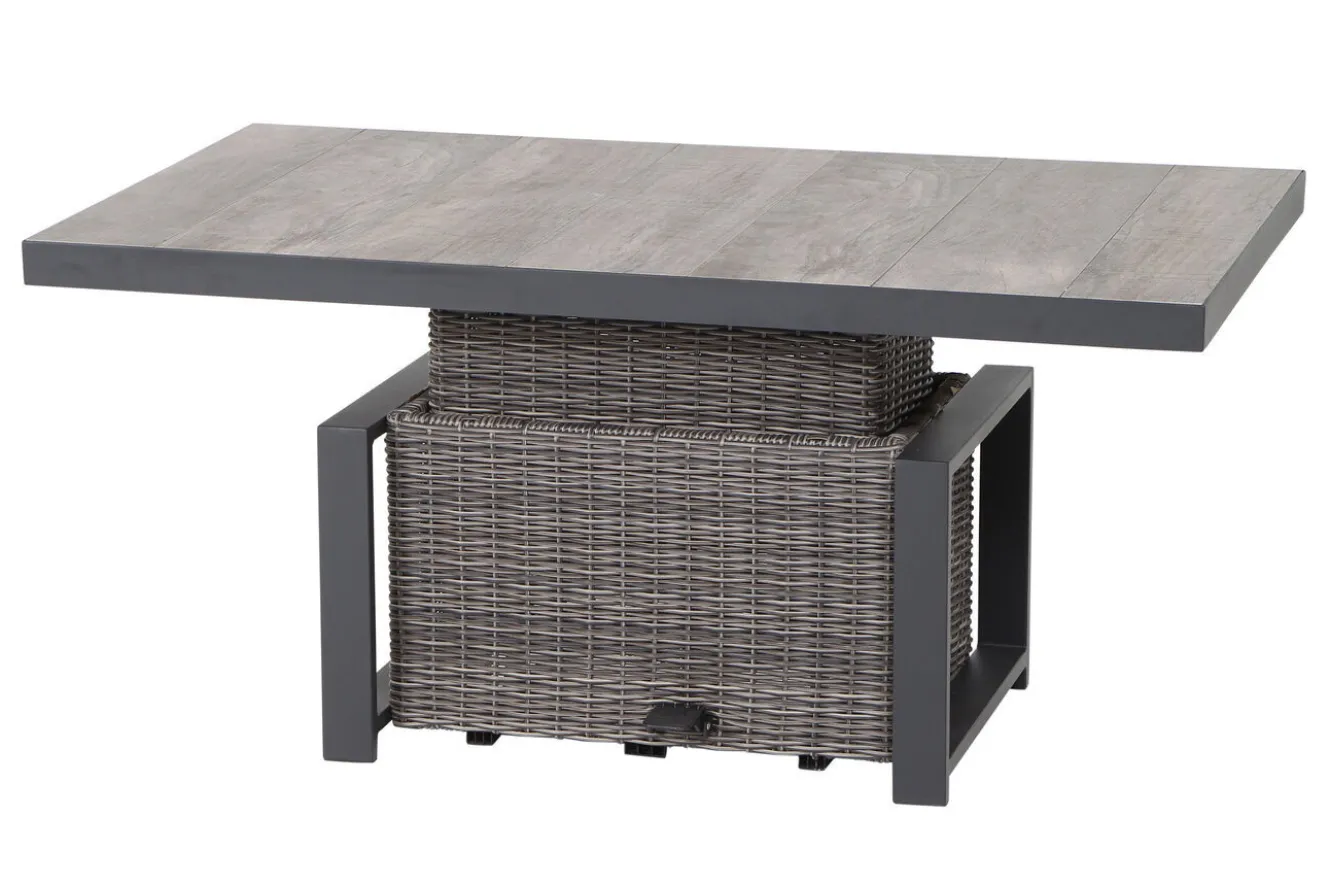 SIENA GARDEN Corido Lifttisch, charcoal, Alu/Gardino®-Geflecht, 130 x 75 cm, höhenverstellbar