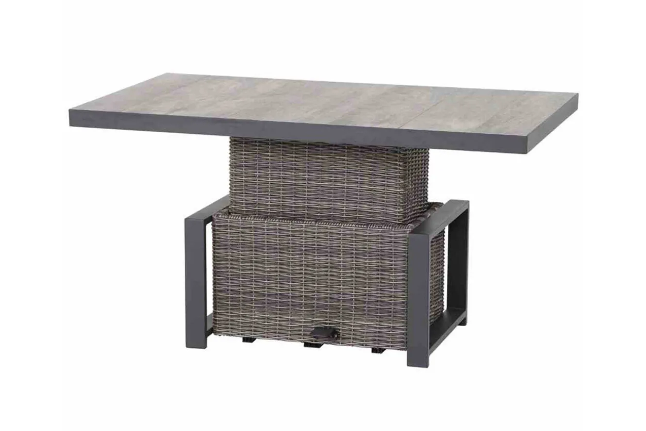 SIENA GARDEN Corido Lifttisch, charcoal, Alu/Gardino®-Geflecht, 130 x 75 cm, höhenverstellbar