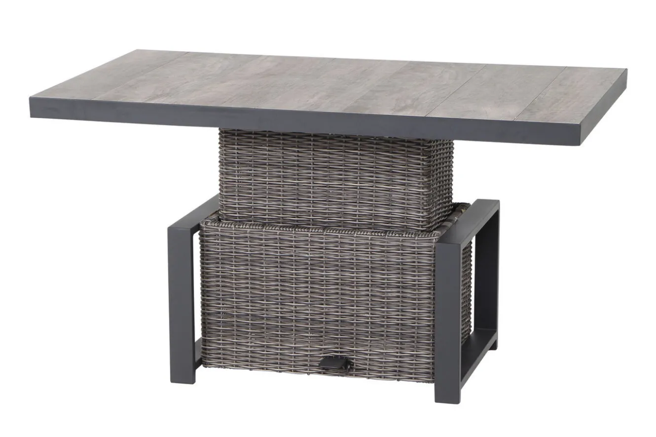 SIENA GARDEN Corido Lifttisch, charcoal, Alu/Gardino®-Geflecht, 130 x 75 cm, höhenverstellbar