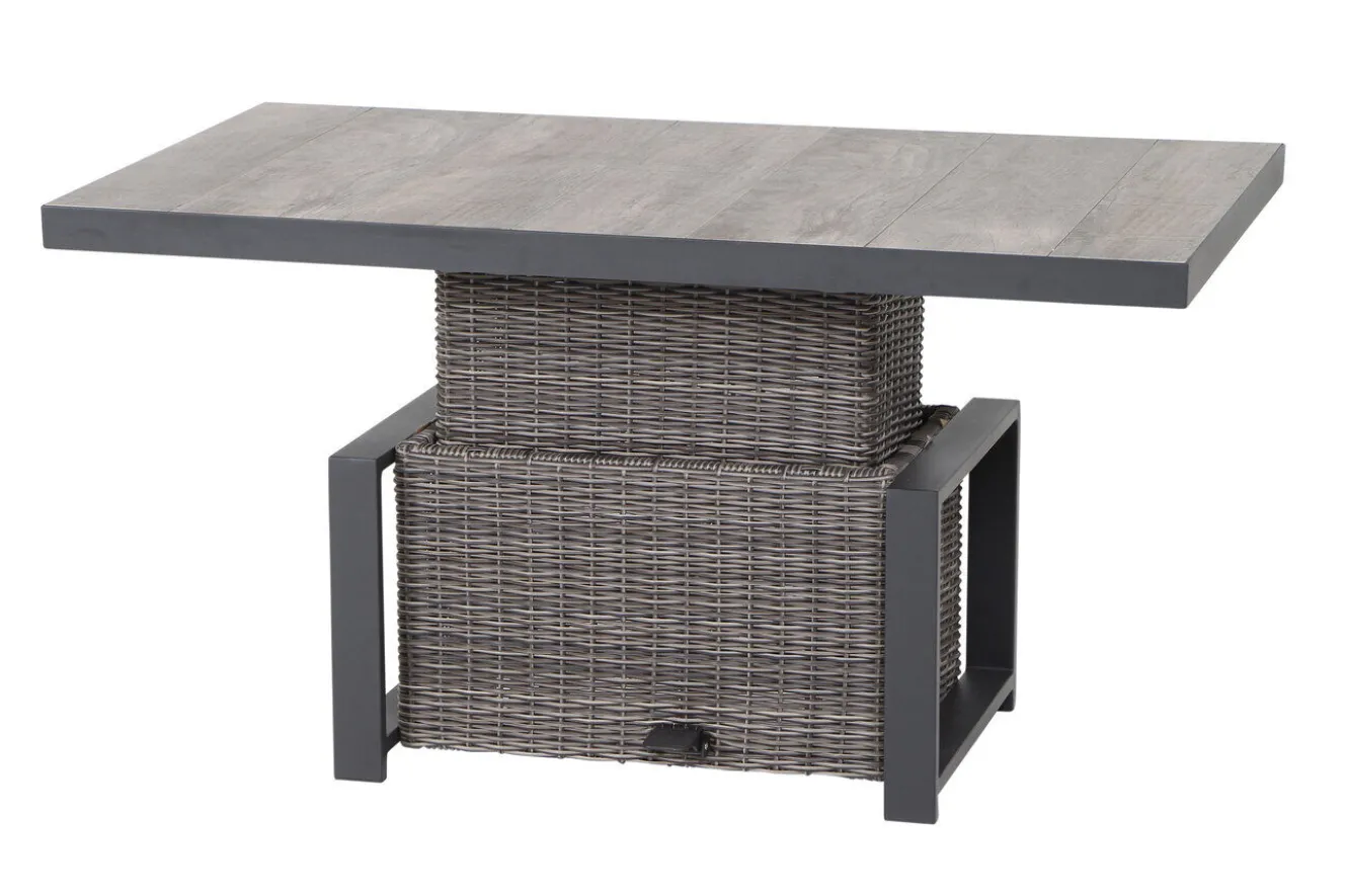 SIENA GARDEN Corido Lifttisch, charcoal, Alu/Gardino®-Geflecht, 130 x 75 cm, höhenverstellbar