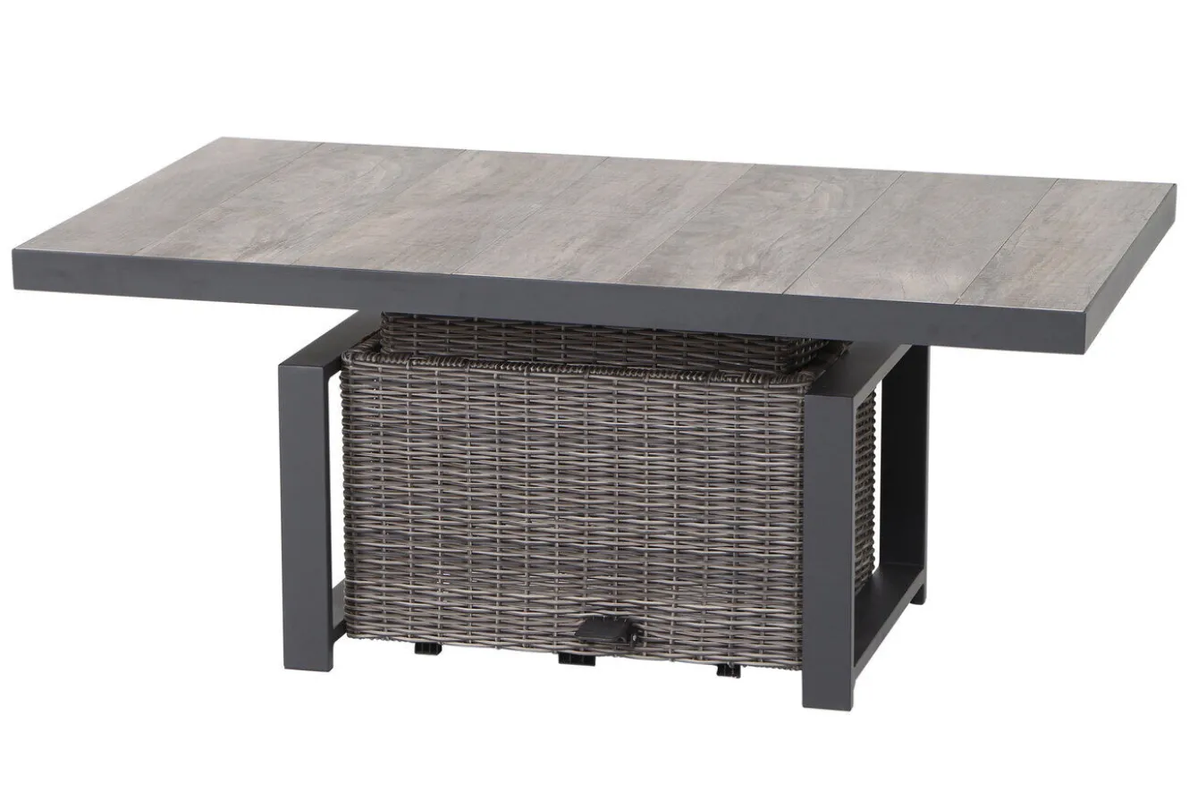 SIENA GARDEN Corido Lifttisch, charcoal, Alu/Gardino®-Geflecht, 130 x 75 cm, höhenverstellbar