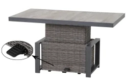 SIENA GARDEN Corido Lifttisch, charcoal, Alu/Gardino®-Geflecht, 130 x 75 cm, höhenverstellbar