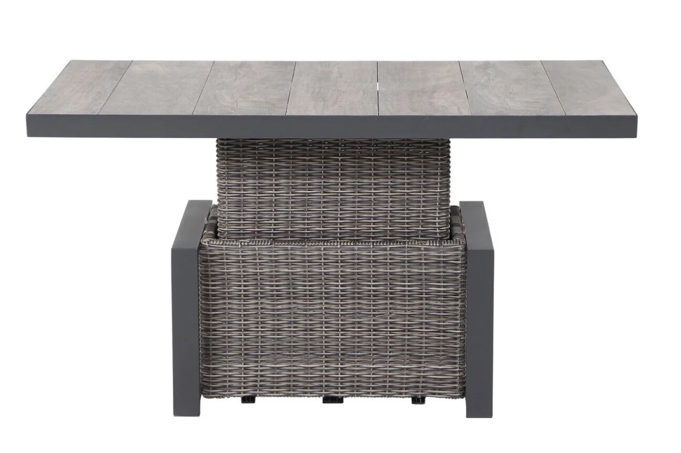 SIENA GARDEN Corido Lifttisch, charcoal, Alu/Gardino®-Geflecht, 130 x 75 cm, höhenverstellbar