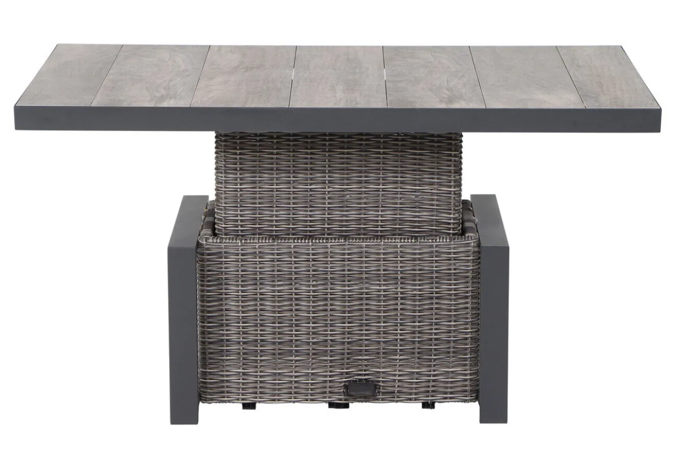 SIENA GARDEN Corido Lifttisch, charcoal, Alu/Gardino®-Geflecht, 130 x 75 cm, höhenverstellbar