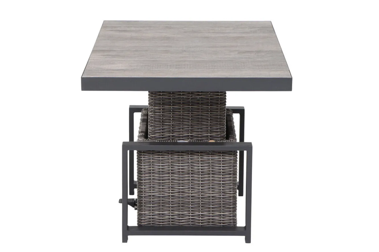 SIENA GARDEN Corido Lifttisch, charcoal, Alu/Gardino®-Geflecht, 130 x 75 cm, höhenverstellbar