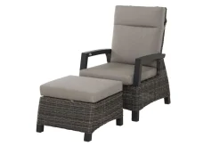 SIENA GARDEN Corido Loungehocker, charcoal, Alu / Gardino®-Geflecht, 60x57x42 cm