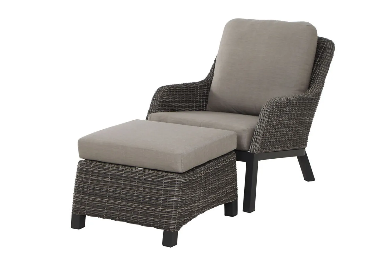 SIENA GARDEN Corido Loungehocker, charcoal, Alu / Gardino®-Geflecht, 60x57x42 cm