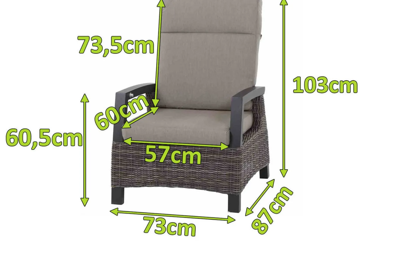 SIENA GARDEN Corido Loungesessel, charcoal, Alu / Gardino®-Geflecht, 73x87x103 cm