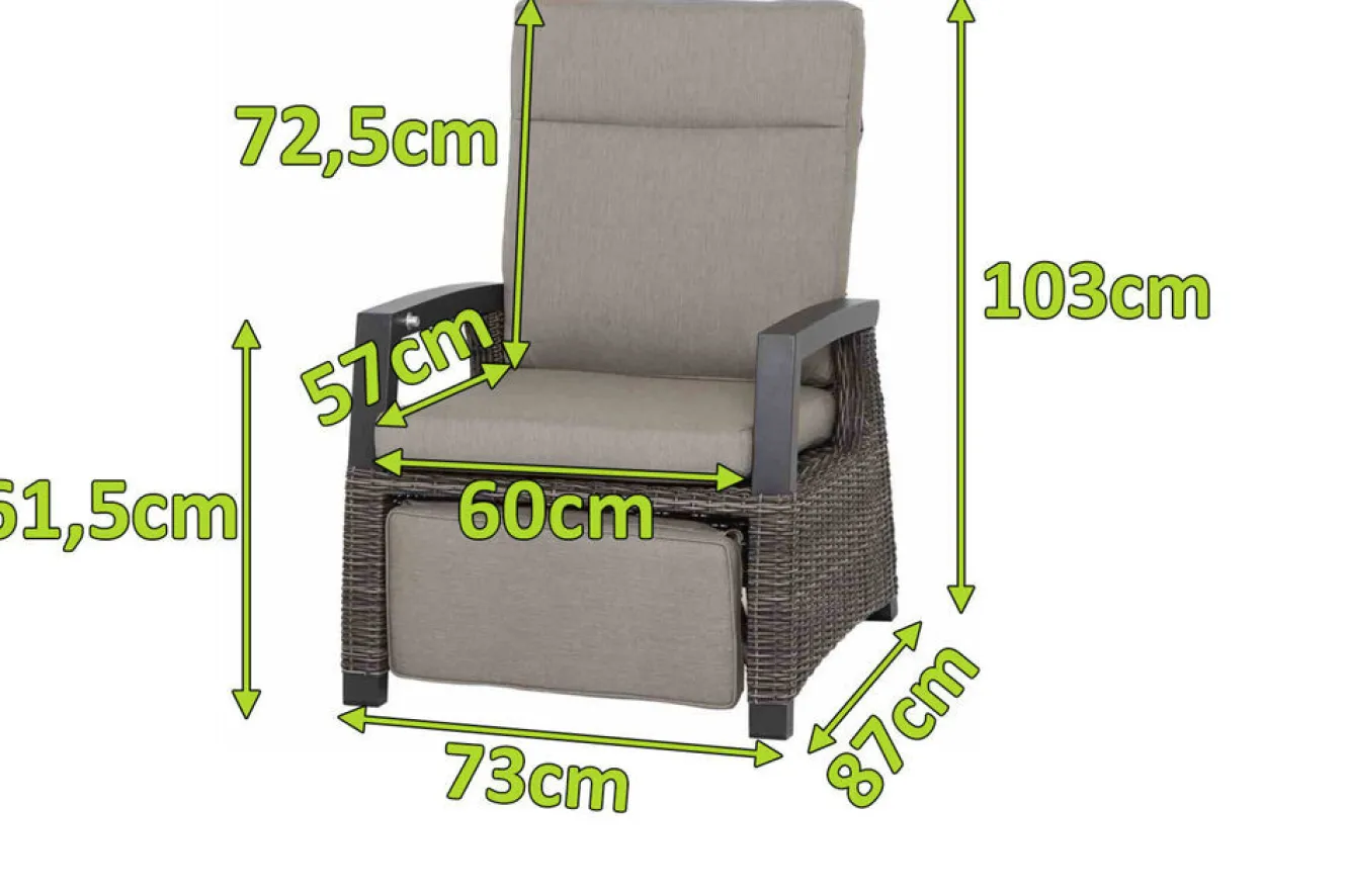 SIENA GARDEN Corido Relaxsessel, charcoal, Alu / Gardino®-Geflecht, 73x87x103 cm, verstellbar