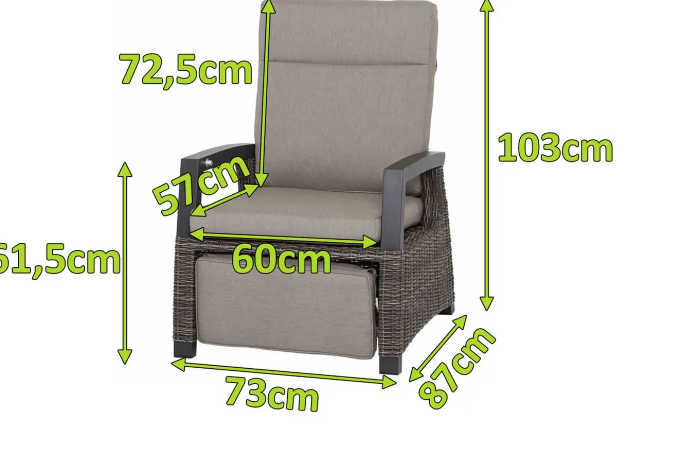 SIENA GARDEN Corido Relaxsessel, charcoal, Alu / Gardino®-Geflecht, 73x87x103 cm, verstellbar