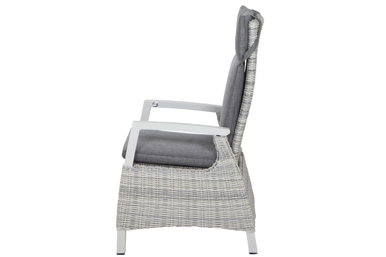 SIENA GARDEN Corido/Sincro Garten-Essgruppe, ice grey/weiß grau, Alu/Gardino®-Geflecht/Keramik, Ausziehtisch 200/260x100 cm, 6 Diningsessel