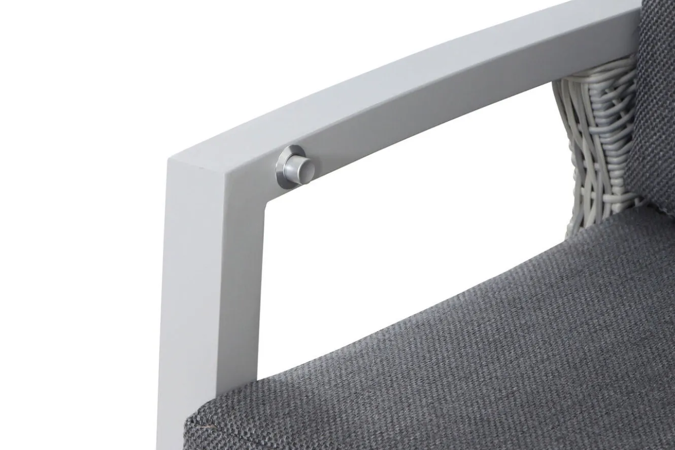 SIENA GARDEN Corido/Sincro Garten-Essgruppe, ice grey/weiß grau, Alu/Gardino®-Geflecht/Keramik, Ausziehtisch 200/260x100 cm, 8 Dining Move Sessel