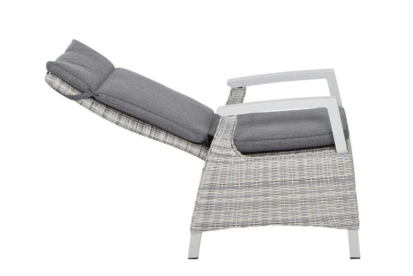 SIENA GARDEN Corido/Sincro Garten-Essgruppe, ice grey/weiß grau, Alu/Gardino®-Geflecht/Keramik, Ausziehtisch 200/260x100 cm, 4 Dining Move Sessel