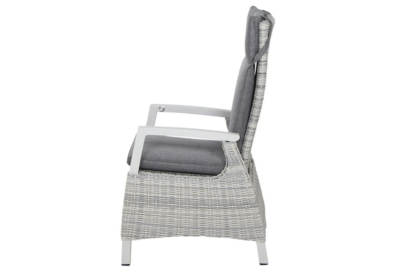 SIENA GARDEN Corido/Sincro Garten-Essgruppe, ice grey/weiß grau, Alu/Gardino®-Geflecht/Keramik, Ausziehtisch 200/260x100 cm, 4 Dining Move Sessel