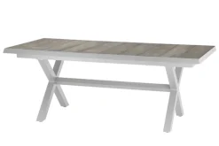 SIENA GARDEN Corido/Sincro Garten-Essgruppe, ice grey/weiß grau, Alu/Gardino®-Geflecht/Keramik, Ausziehtisch 200/260x100 cm, 4 Dining Move Sessel