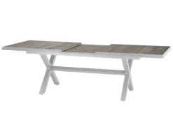 SIENA GARDEN Corido/Sincro Garten-Essgruppe, ice grey/weiß grau, Alu/Gardino®-Geflecht/Keramik, Ausziehtisch 200/260x100 cm, 4 Dining Move Sessel