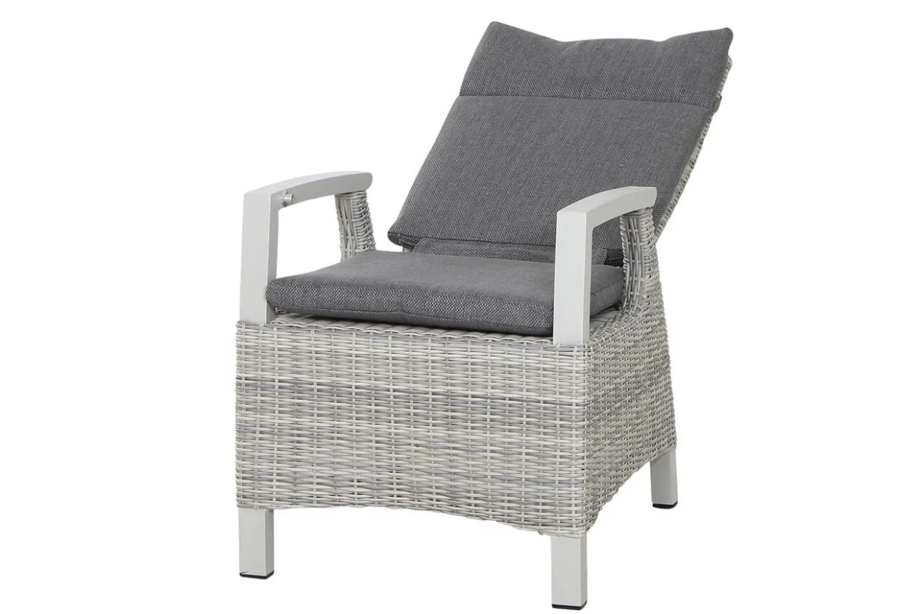 SIENA GARDEN Corido/Sincro Garten-Essgruppe, ice grey/weiß grau, Alu/Gardino®-Geflecht/Keramik, Ausziehtisch 200/260x100 cm, 4 Dining Move Sessel