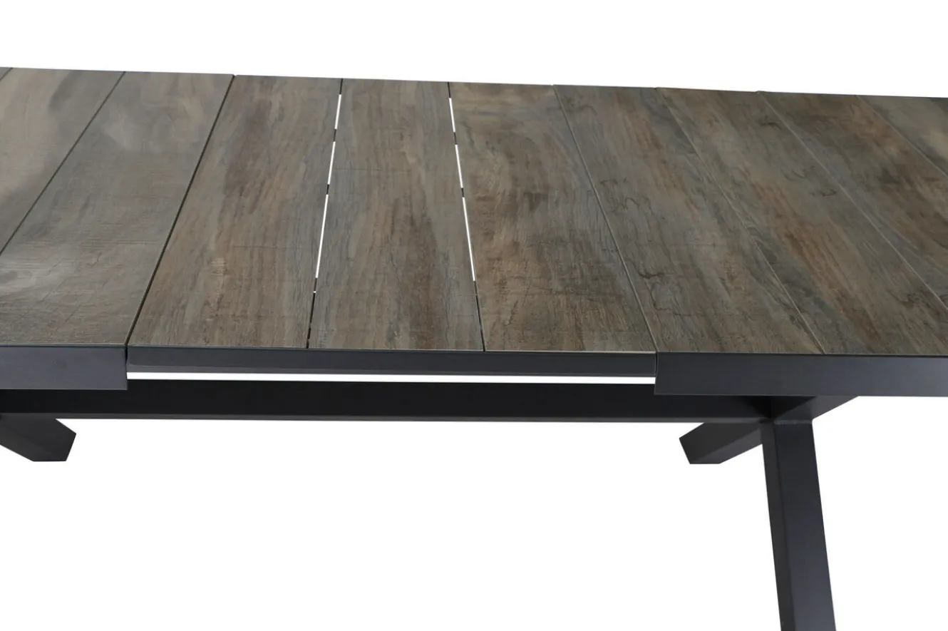 SIENA GARDEN Corido / Sincro Garten-Essgruppe, charcoal, Alu / Gardino®-Geflecht, 6 Diningsessel, Ausziehtisch 200/260 x 100 cm