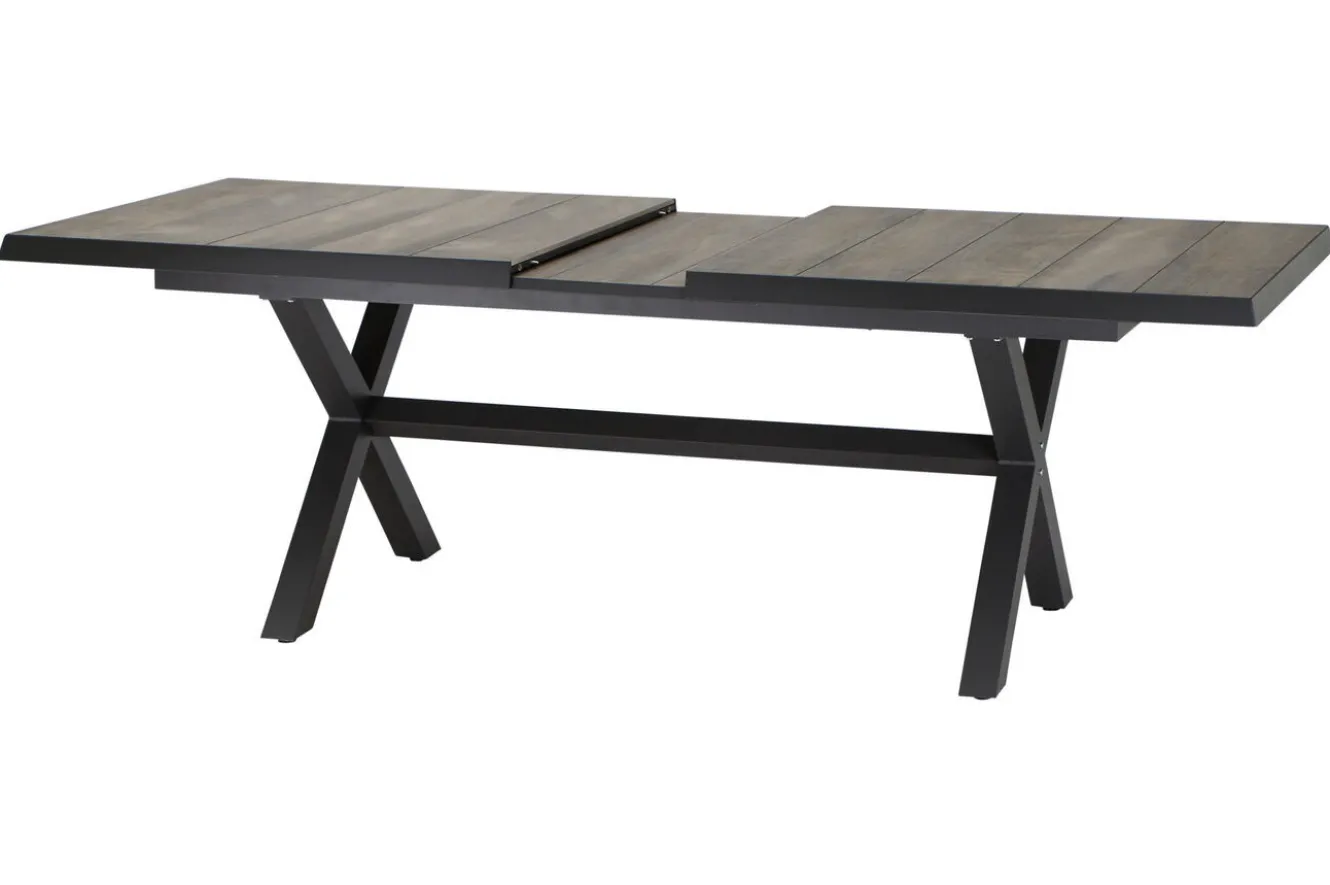 SIENA GARDEN Corido / Sincro Garten-Essgruppe, charcoal, Alu / Gardino®-Geflecht, 6 Diningsessel, Ausziehtisch 200/260 x 100 cm