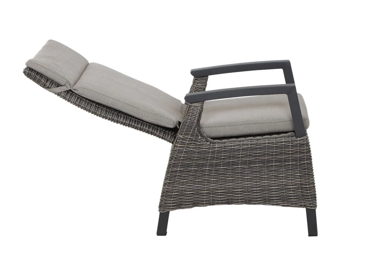 SIENA GARDEN Corido / Sincro Garten-Essgruppe, charcoal, Alu / Gardino®-Geflecht, 6 Diningsessel, Ausziehtisch 200/260 x 100 cm
