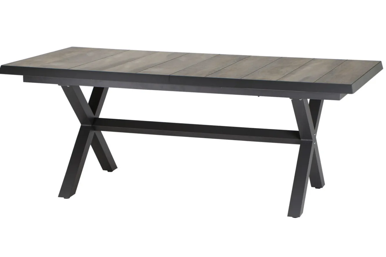SIENA GARDEN Corido / Sincro Garten-Essgruppe, charcoal, Alu / Gardino®-Geflecht, 6 Diningsessel, Ausziehtisch 200/260 x 100 cm