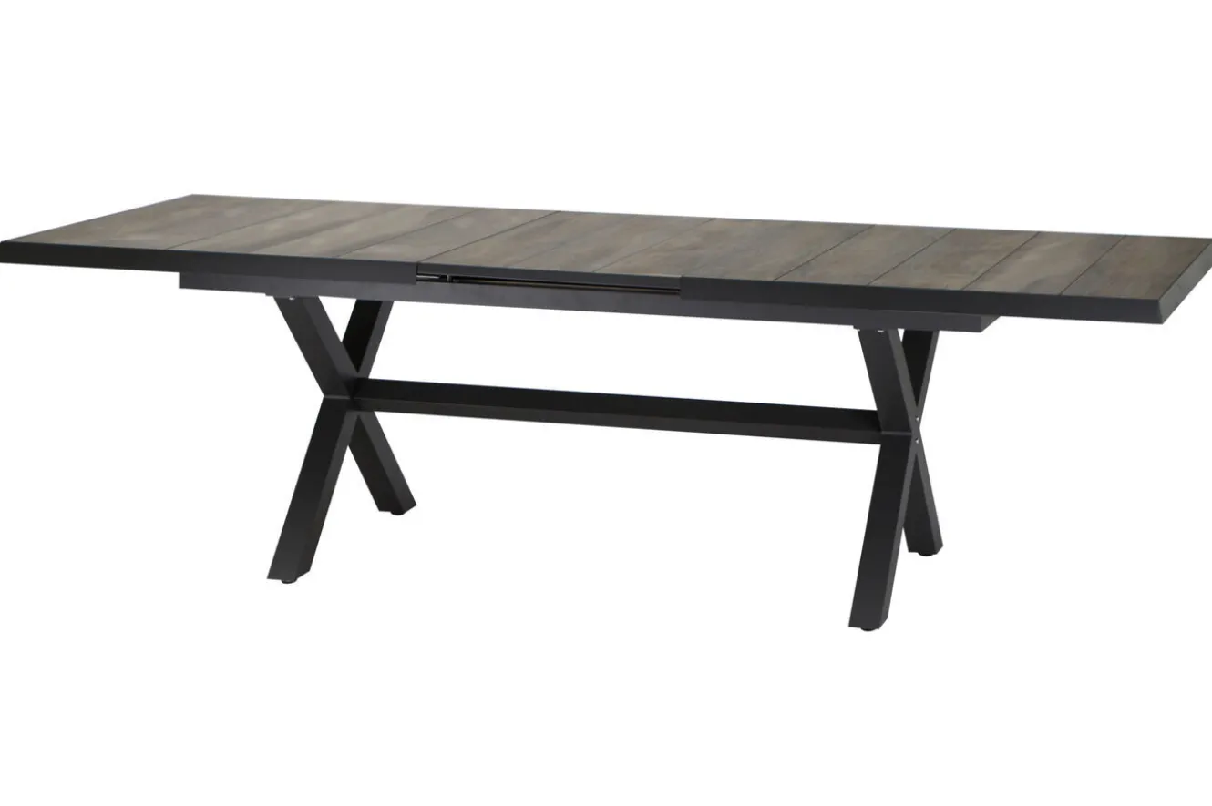 SIENA GARDEN Corido / Sincro Garten-Essgruppe, charcoal, Alu / Gardino®-Geflecht, 6 Diningsessel, Ausziehtisch 200/260 x 100 cm