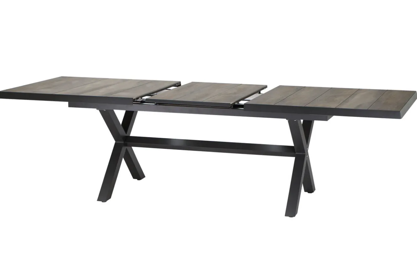 SIENA GARDEN Corido / Sincro Garten-Essgruppe, charcoal, Alu / Gardino®-Geflecht, 6 Diningsessel, Ausziehtisch 200/260 x 100 cm