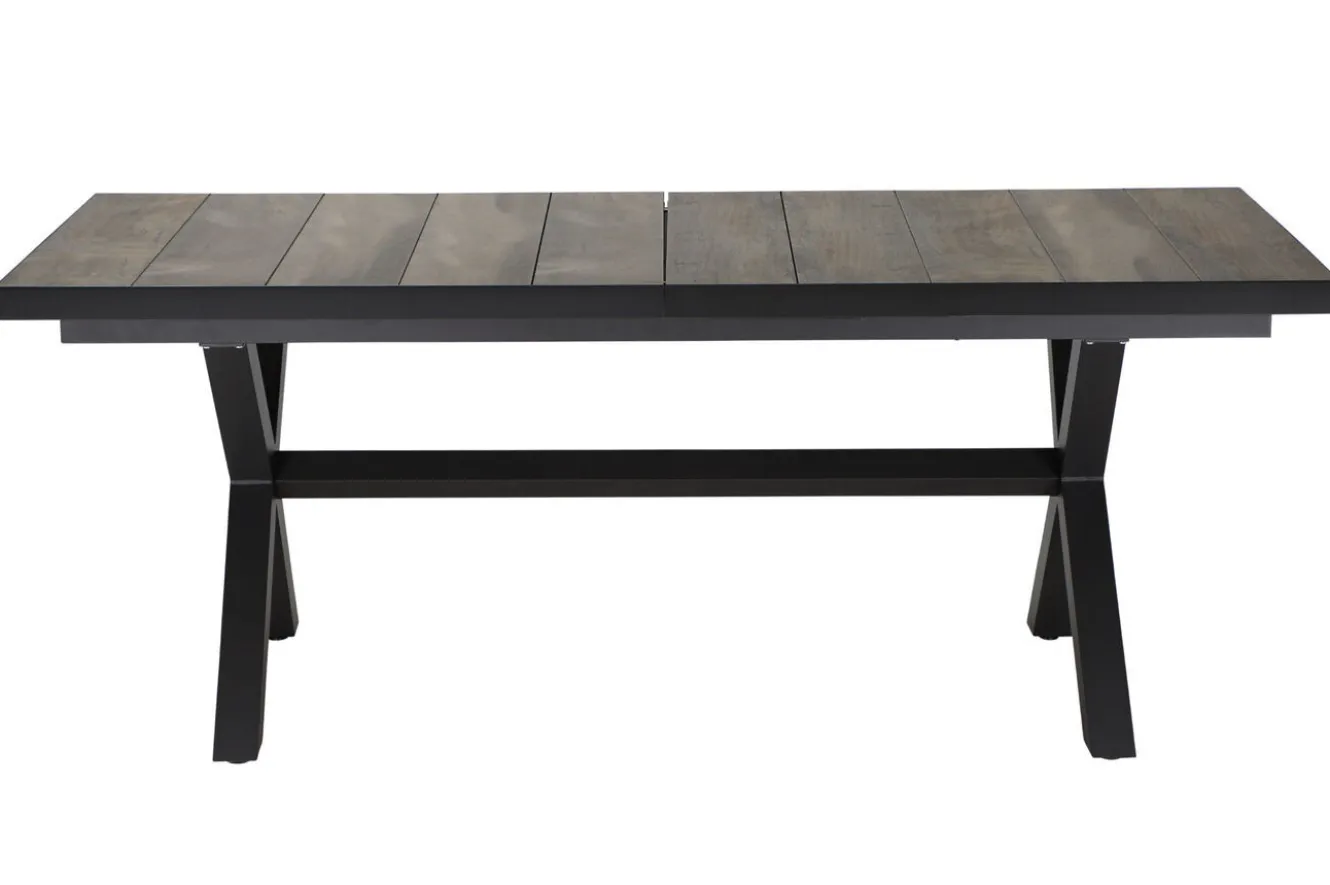 SIENA GARDEN Corido / Sincro Garten-Essgruppe, charcoal, Alu / Gardino®-Geflecht, 8 Diningsessel, Ausziehtisch 200/260 x 100 cm