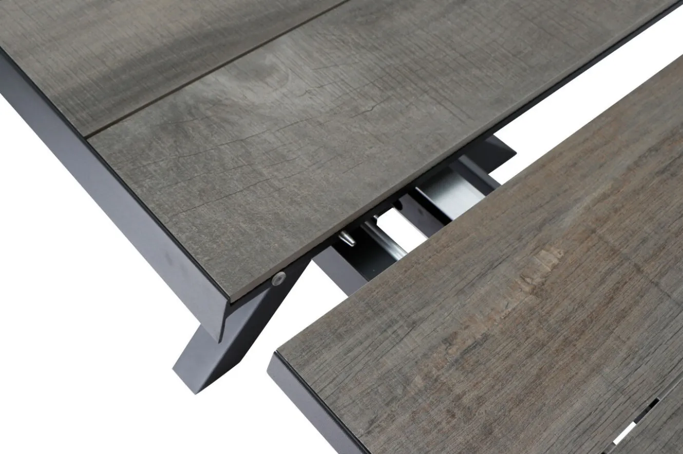 SIENA GARDEN Corido / Sincro Garten-Essgruppe, charcoal, Alu / Gardino®-Geflecht, 8 Diningsessel, Ausziehtisch 200/260 x 100 cm