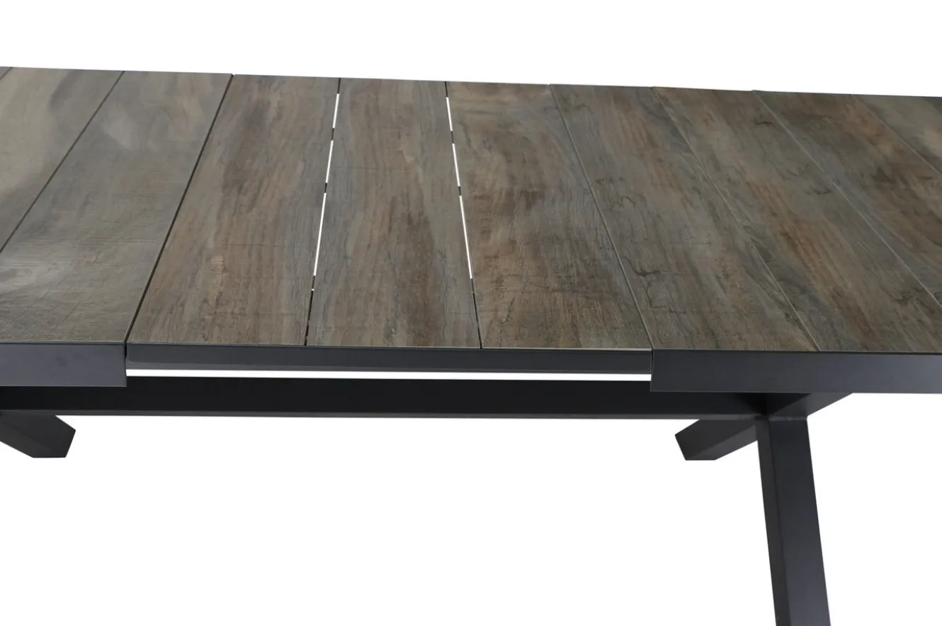 SIENA GARDEN Corido / Sincro Garten-Essgruppe, charcoal, Alu / Gardino®-Geflecht, 4 Diningsessel, Ausziehtisch 200/260x 100 cm