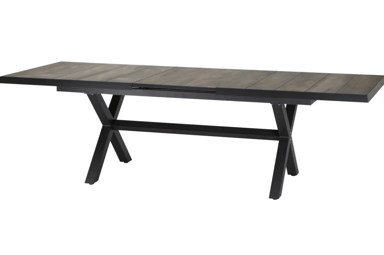 SIENA GARDEN Corido / Sincro Garten-Essgruppe, charcoal, Alu / Gardino®-Geflecht, 4 Diningsessel, Ausziehtisch 200/260x 100 cm