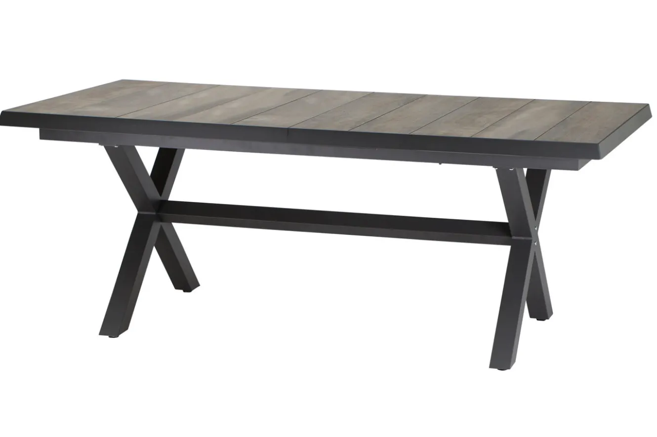 SIENA GARDEN Corido / Sincro Garten-Essgruppe, charcoal, Alu / Gardino®-Geflecht, 4 Diningsessel, Ausziehtisch 200/260x 100 cm