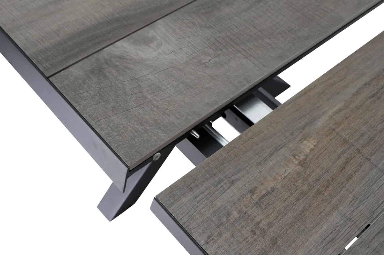 SIENA GARDEN Corido / Sincro Garten-Essgruppe, charcoal, Alu / Gardino®-Geflecht, 4 Diningsessel, Ausziehtisch 200/260x 100 cm