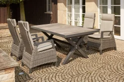SIENA GARDEN Corido / Sincro Garten-Essgruppe, charcoal, Alu / Gardino®-Geflecht, 4 Diningsessel, Ausziehtisch 200/260x 100 cm