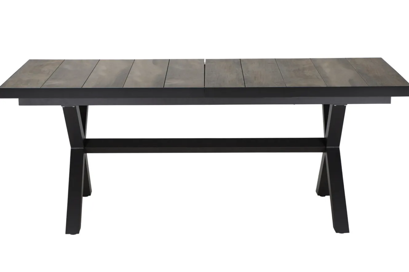 SIENA GARDEN Corido / Sincro Garten-Essgruppe, charcoal, Alu / Gardino®-Geflecht, 4 Diningsessel, Ausziehtisch 200/260x 100 cm