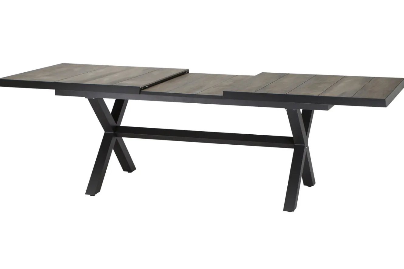SIENA GARDEN Corido / Sincro Garten-Essgruppe, charcoal, Alu / Gardino®-Geflecht, 4 Diningsessel, Ausziehtisch 200/260x 100 cm