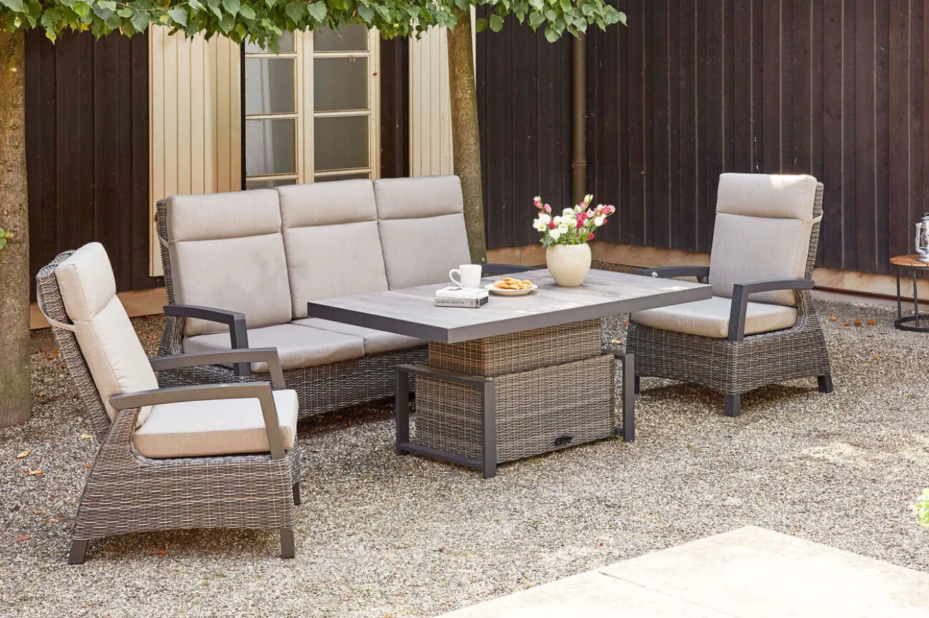 SIENA GARDEN Corido 3-Sitzer Sofa, charcoal, Alu / Gardino®-Geflecht, 206x87x103 cm, verstellb. Rückenlehnen
