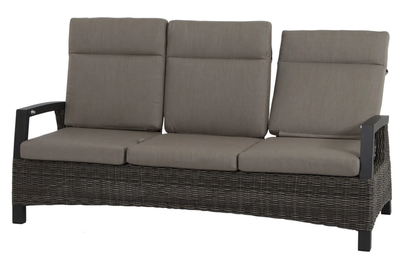SIENA GARDEN Corido 3-Sitzer Sofa, charcoal, Alu / Gardino®-Geflecht, 206x87x103 cm, verstellb. Rückenlehnen