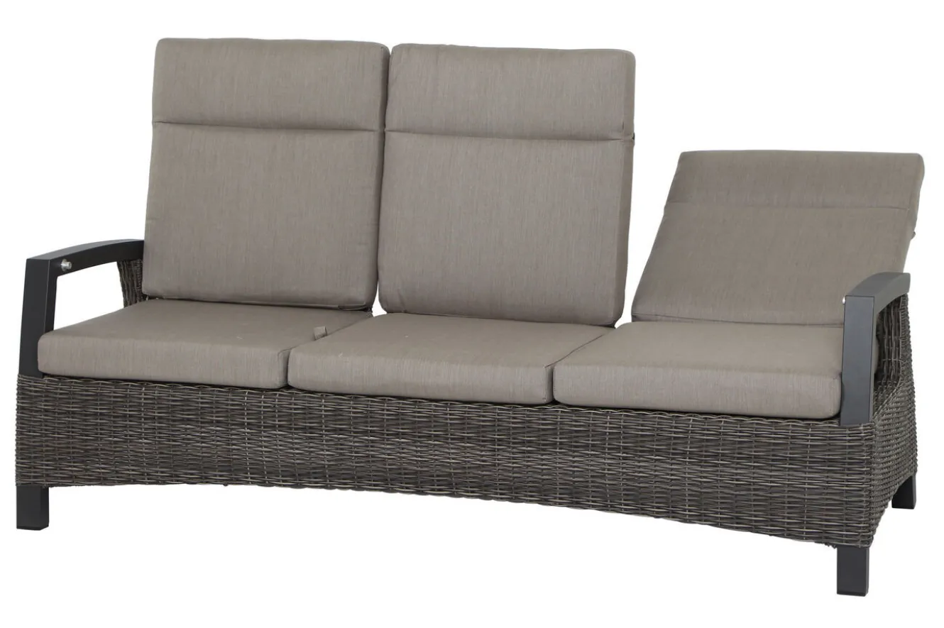 SIENA GARDEN Corido 3-Sitzer Sofa, charcoal, Alu / Gardino®-Geflecht, 206x87x103 cm, verstellb. Rückenlehnen