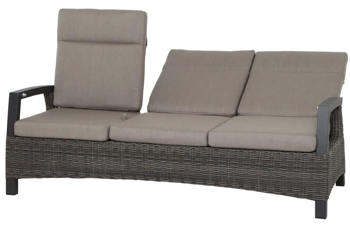 SIENA GARDEN Corido 3-Sitzer Sofa, charcoal, Alu / Gardino®-Geflecht, 206x87x103 cm, verstellb. Rückenlehnen