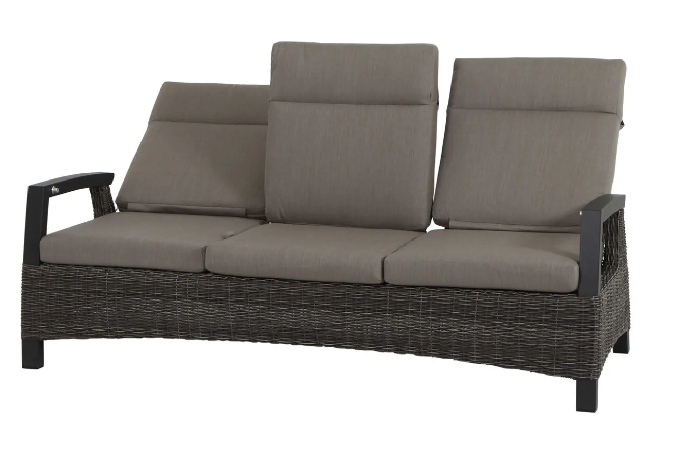 SIENA GARDEN Corido 3-Sitzer Sofa, charcoal, Alu / Gardino®-Geflecht, 206x87x103 cm, verstellb. Rückenlehnen
