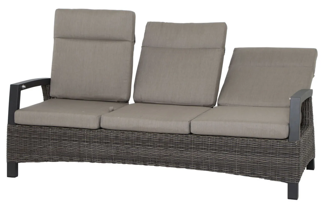 SIENA GARDEN Corido 3-Sitzer Sofa, charcoal, Alu / Gardino®-Geflecht, 206x87x103 cm, verstellb. Rückenlehnen