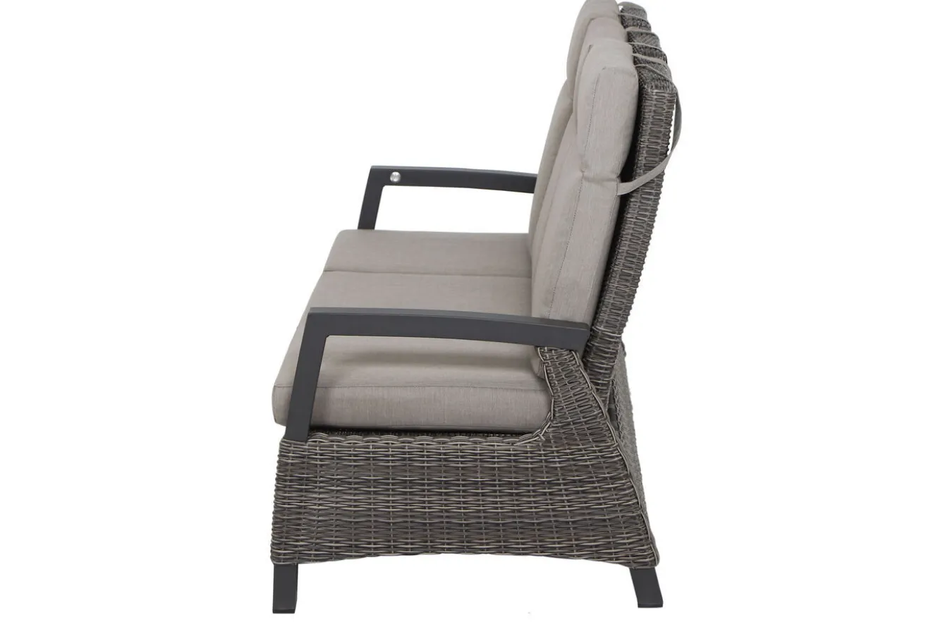 SIENA GARDEN Corido 3-Sitzer Sofa, charcoal, Alu / Gardino®-Geflecht, 206x87x103 cm, verstellb. Rückenlehnen