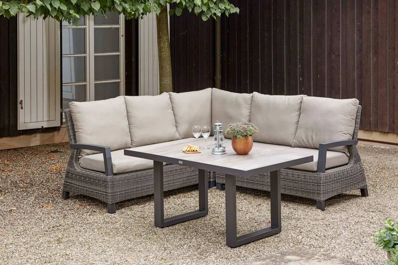 SIENA GARDEN Corido 2-Sitzer Sofa, charcoal, Alu / Gardino®-Geflecht, 136x83x88 cm, Armlehne rechts