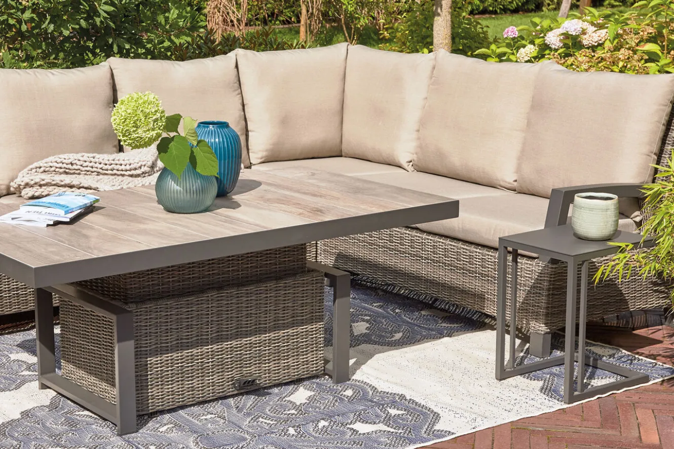 SIENA GARDEN Corido 2-Sitzer Sofa, charcoal, Alu / Gardino®-Geflecht, 136x83x88 cm, Armlehne rechts