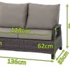 SIENA GARDEN Corido 2-Sitzer Sofa, charcoal, Alu / Gardino®-Geflecht, 136x83x88 cm, Armlehne links