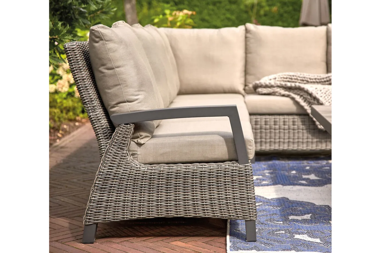 SIENA GARDEN Corido 2-Sitzer Sofa, charcoal, Alu / Gardino®-Geflecht, 136x83x88 cm, Armlehne links
